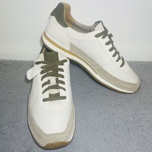 Clarks White Sneakers with Olive Accents